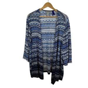 Catherines Blue Striped Open Front Cardigan‎ Size 2XWP Lightweight Stretch Comfy